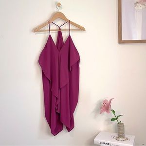 Fuchsia Pink V-Neck Dress w/ Deep Side Cut